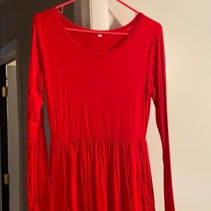 Women’s red dress with pockets